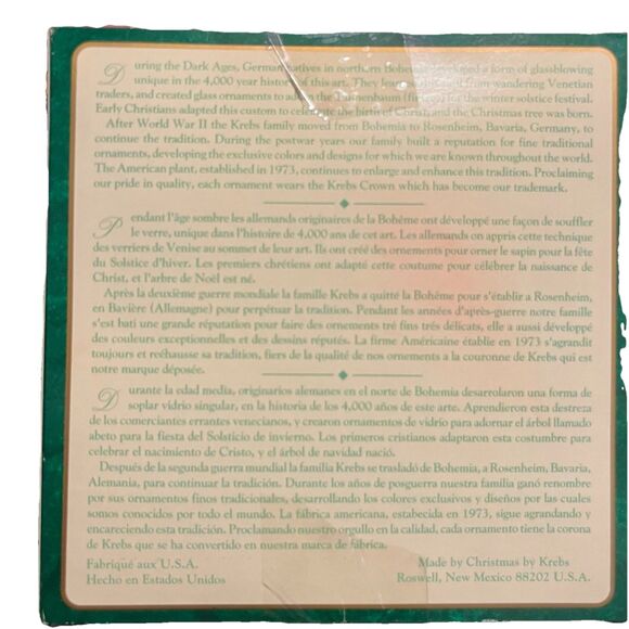 Lot 3 Vintage Christmas by Krebs Glass Ornaments Frosted Ivory Rose Mauve 12pc - Picture 2 of 11